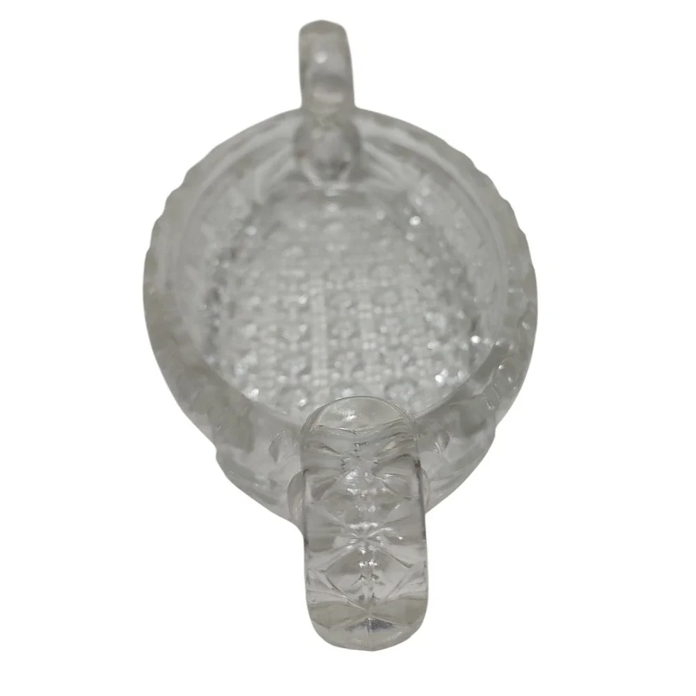 Antique Imperial Glass‎ Bowl 495 Hobstar Band with Cane Dish 1914 Double Handles